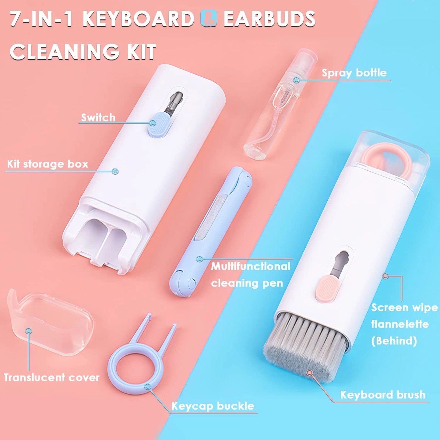 7 in1 Electronics Cleaner Kit Portable  Multifunctional Keyboard Cleaning Brush for Air-pods