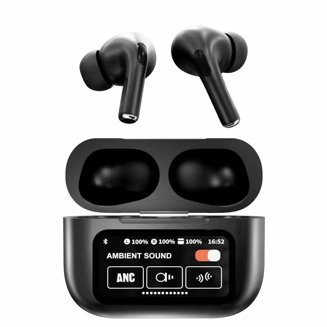 A9 Pro Wireless Earbuds – Bluetooth Air-Pods With Smart Touch Screen – ANC/ENC