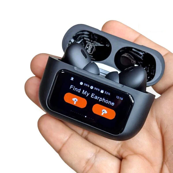 A9 Pro Wireless Earbuds – Bluetooth Air-Pods With Smart Touch Screen – ANC/ENC