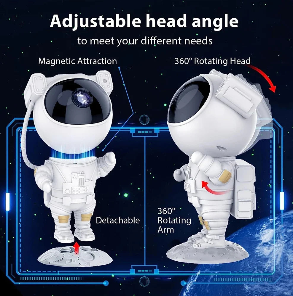 Astronaut USB Starry Sky Laser Projector 360°Adjustable Spaceman Night Light Lamp