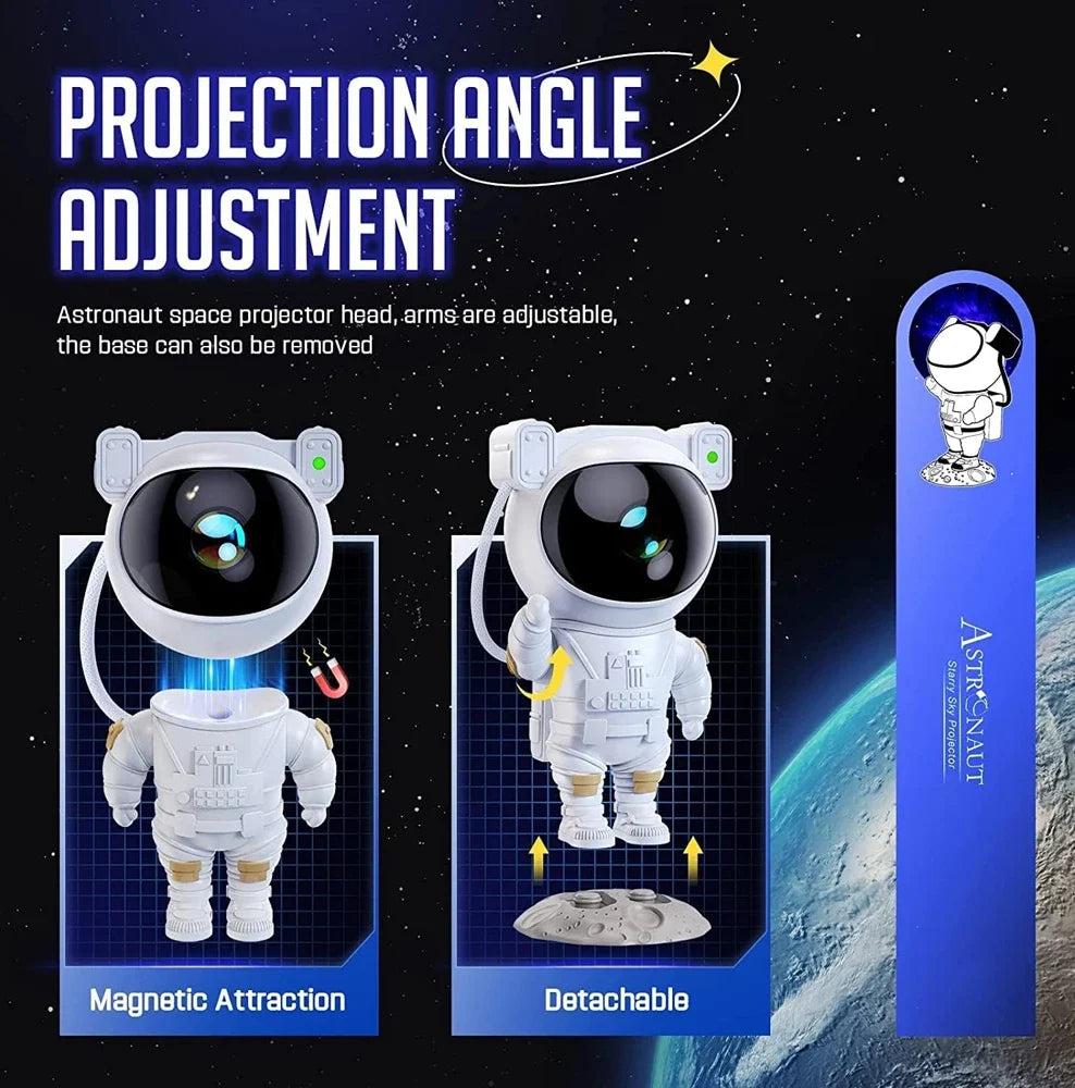 Astronaut USB Starry Sky Laser Projector 360°Adjustable Spaceman Night Light Lamp